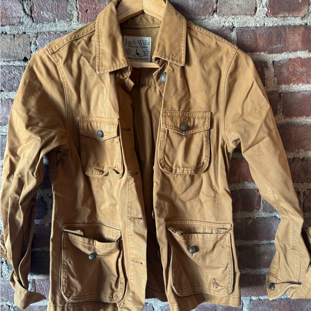 Tan safari cotton jacket. Brit brand Jack Wills.